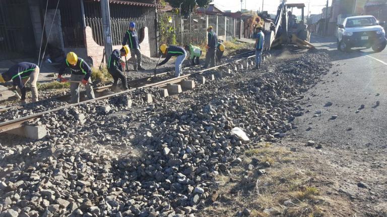 obras en línea del tren. 