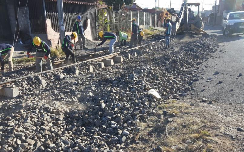 obras en línea del tren. 