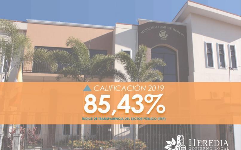 Municipalidad de Heredia mantiene el segundo lugar del Índice de Transparencia del Sector Municipal