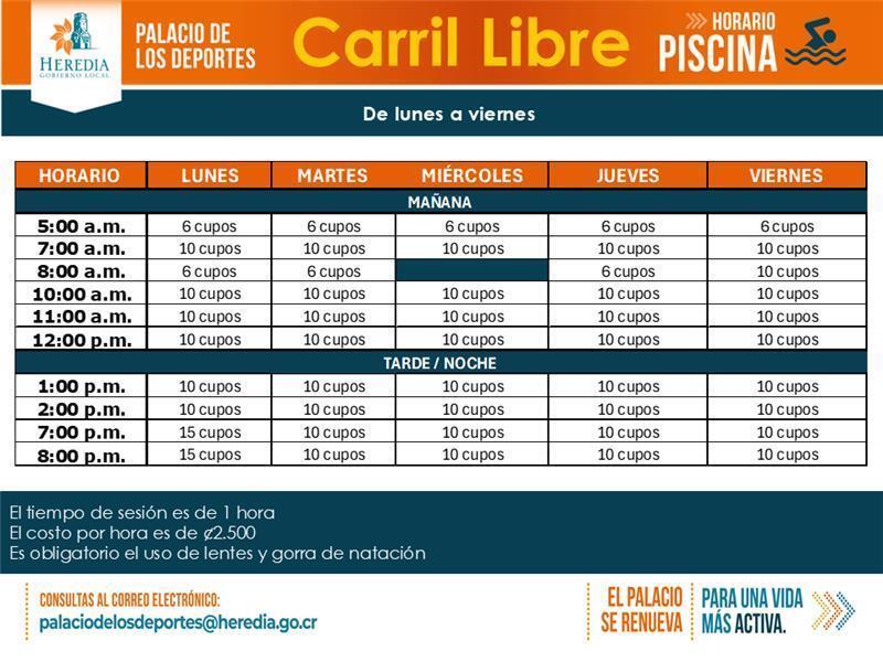 HORARIOS CARRIL LIBRE ENTRE SEMANA